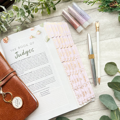 Such A Time - Blush Pink Peonies Gold Foil Laminated Bible Tabs