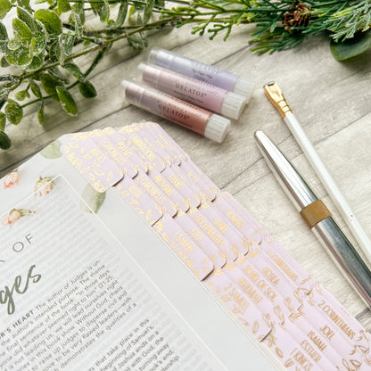 Such A Time - Blush Pink Peonies Gold Foil Laminated Bible Tabs