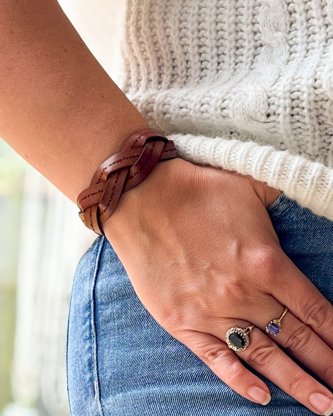 Your Comfort Delights Me - Psalm 94:19- Real Leather Bracelet