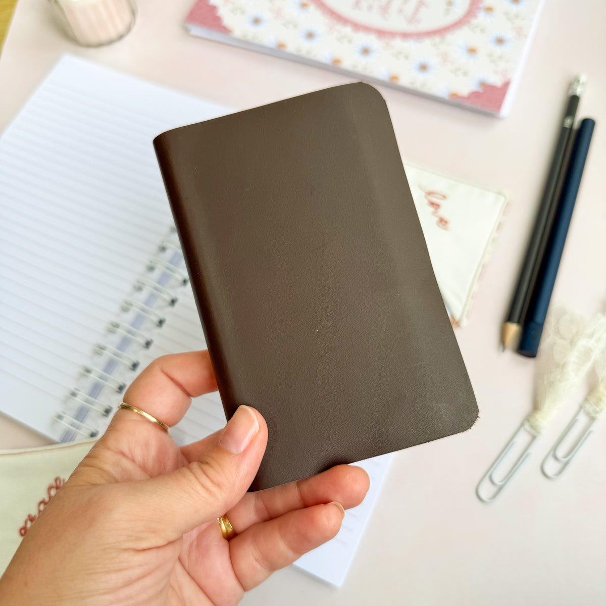 Chocolate brown leather Pocket New testament, Psalm & Proverbs