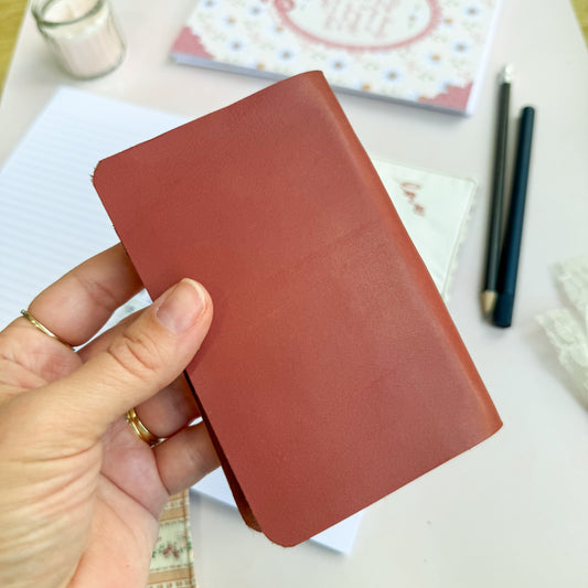 Reddish Brown leather Pocket New testament, Psalm & Proverbs with floral trim edging