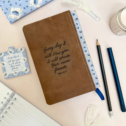 Everyday I Will Praise - Butterfly Psalm 145:2 Rebound Leather Bible - Ready To Purchase