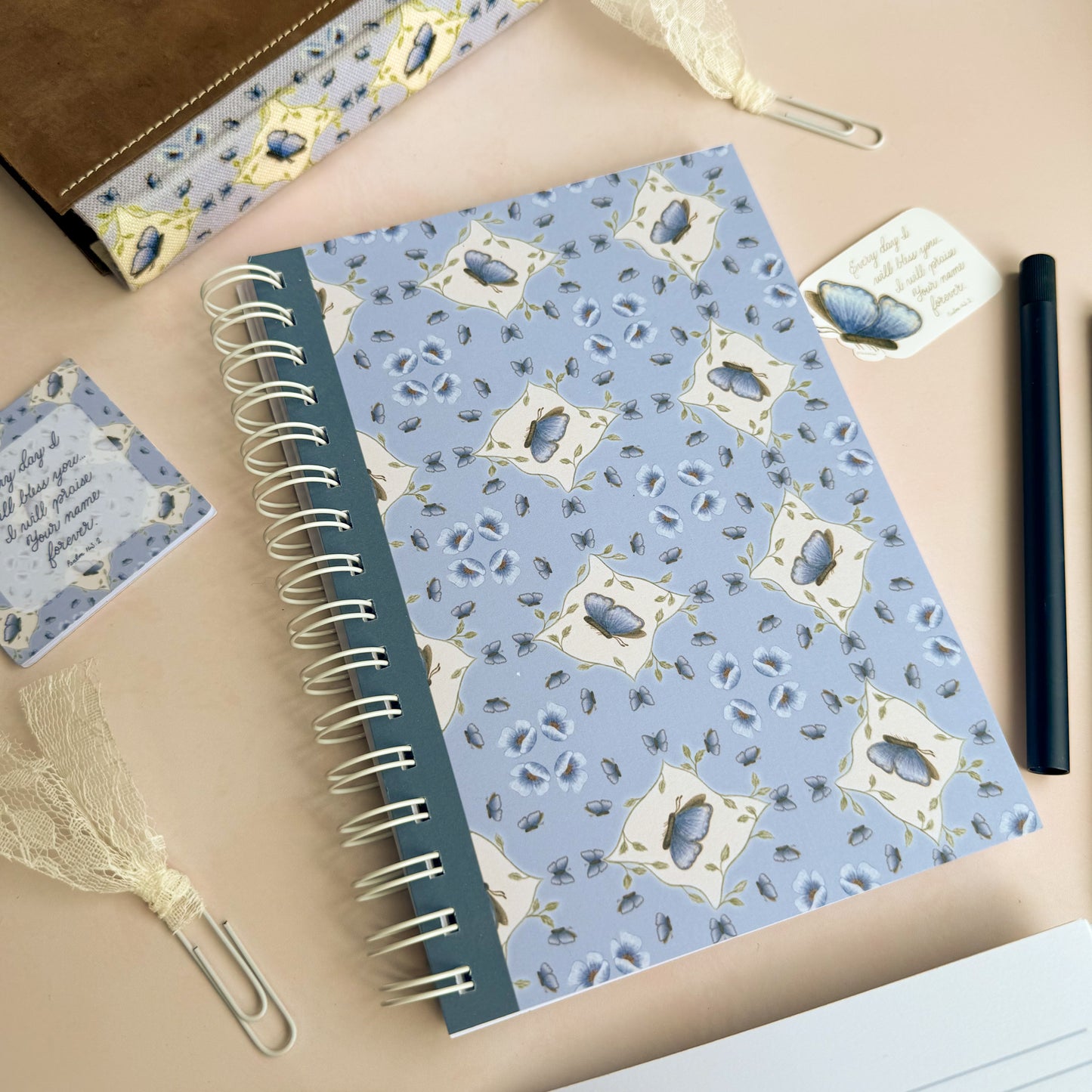 Everyday I Will Praise - Blue Butterfly - Wire Bound Prayer & Reflection Journal