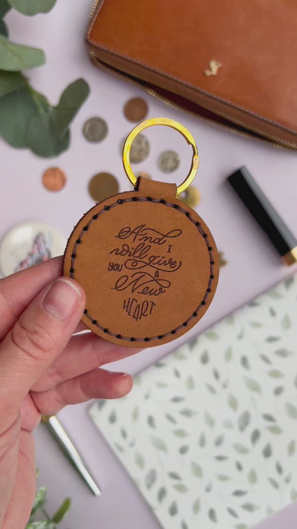 A New Heart - Real Leather Key Fob Key Ring