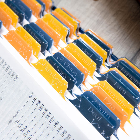 The Heavens Declare - Blue & Golden Yellow Constellation Bible Tabs