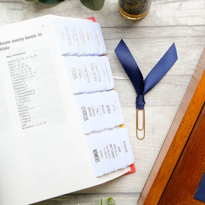 Elegant White and Gold Bible Tabs - Simple & Minimalistic