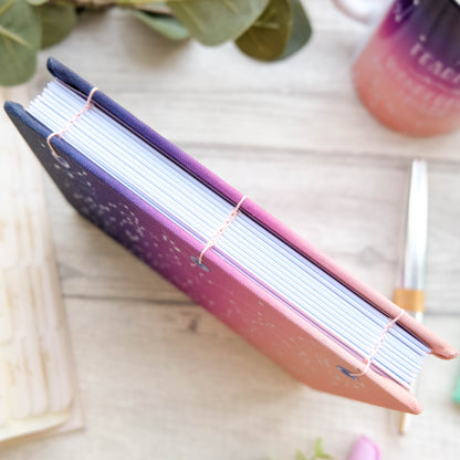 Fearfully and Wonderfully Made - Hard Backed Fabric Covered Ombre Notebook Journal - Coptic Stitch Binding