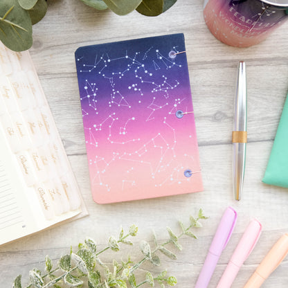 Fearfully and Wonderfully Made - Hard Backed Fabric Covered Ombre Notebook Journal - Coptic Stitch Binding