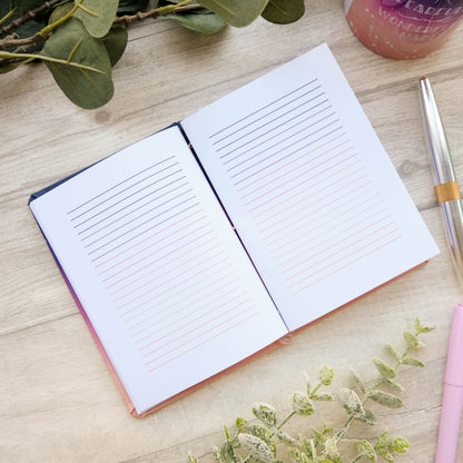 Fearfully and Wonderfully Made - Hard Backed Fabric Covered Ombre Notebook Journal - Coptic Stitch Binding
