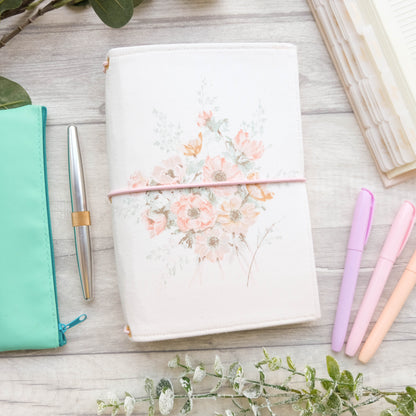Vintage Wild Roses Travelers Journal Notebook Cover - A5 Journal Cover - Prayer Journal