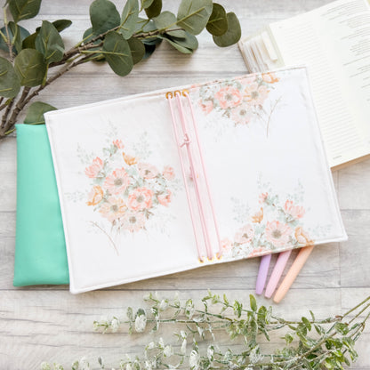 Vintage Wild Roses Travelers Journal Notebook Cover - A5 Journal Cover - Prayer Journal