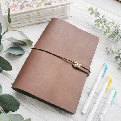 Real Leather Travelers Journal Cover - A5 Journal Cover Prayer - Prayer Journal - Chestnut Leather