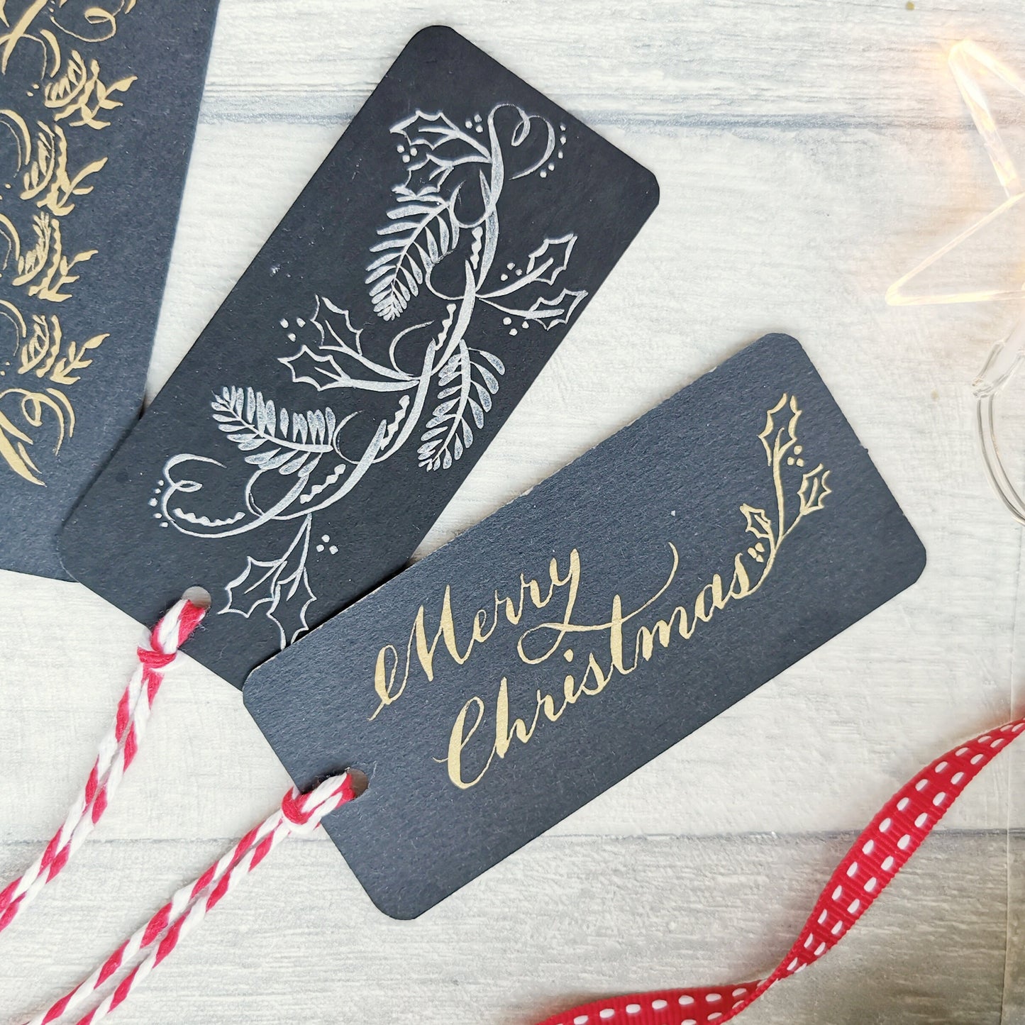 Christmas Gift tags - Copperplate Calligrapghy flourishes