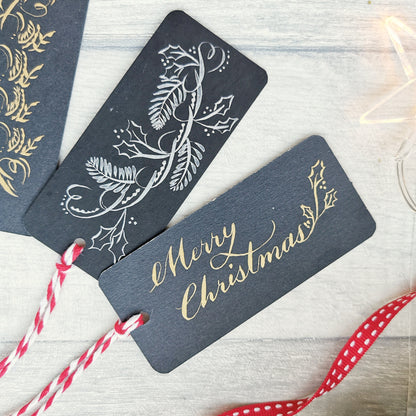 Christmas Gift tags - Copperplate Calligrapghy flourishes