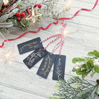 Christmas Gift tags - Copperplate Calligrapghy flourishes