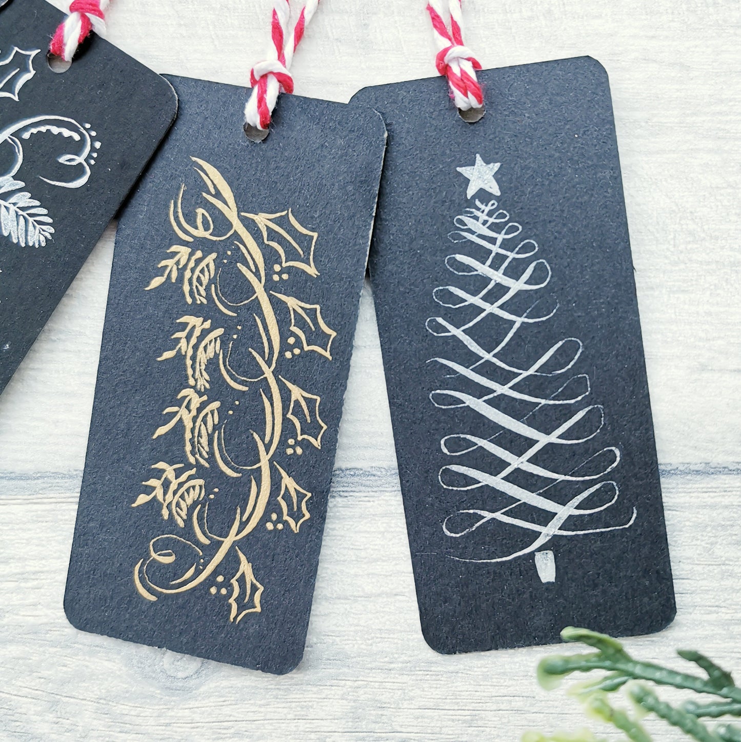 Christmas Gift tags - Copperplate Calligrapghy flourishes