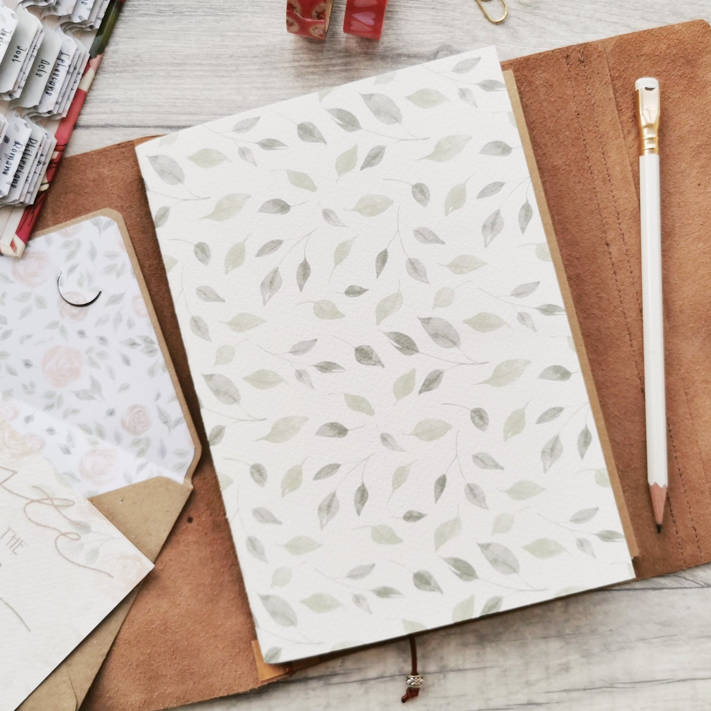 Blush Roses Leaves Dot Grid Journal