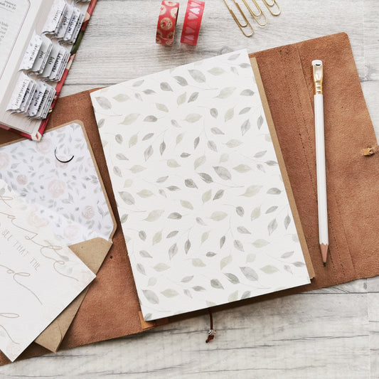 Blush Roses Leaves Dot Grid Journal