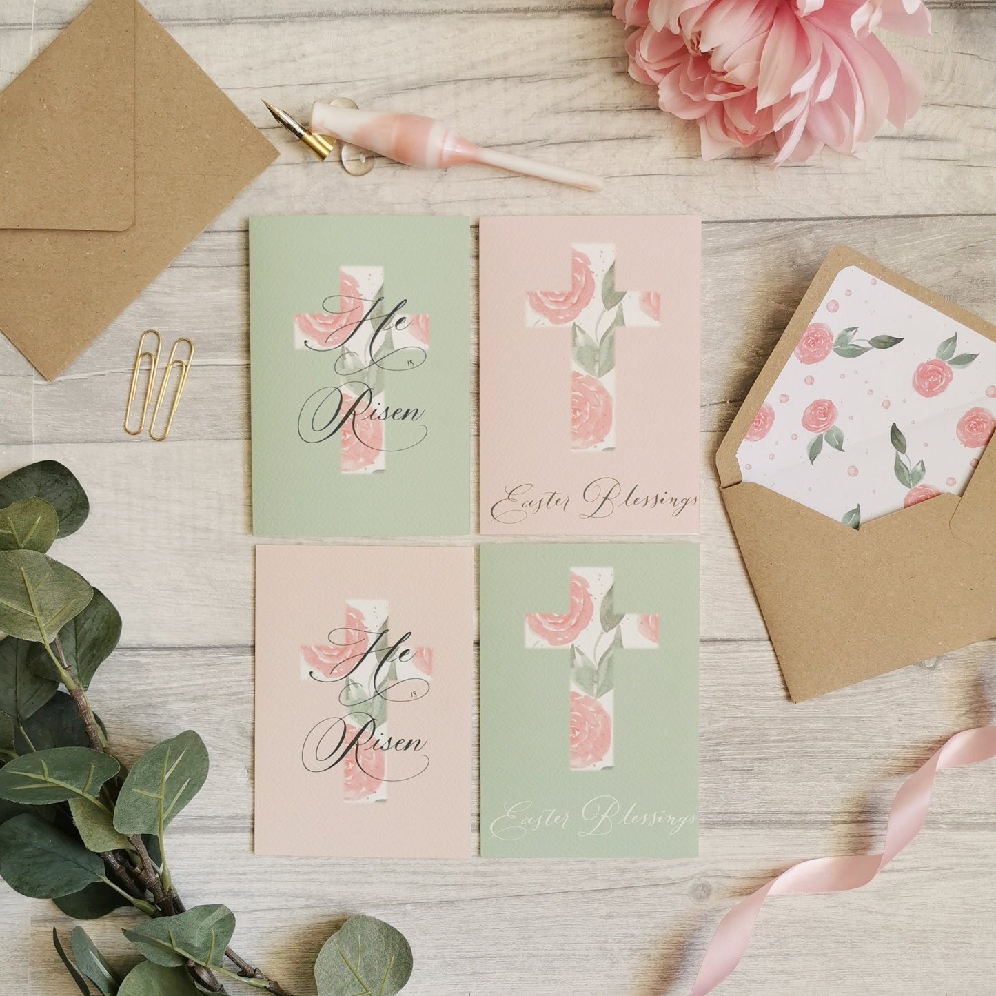 Easter Blessings - Watercolour Floral Easter Greetings Card