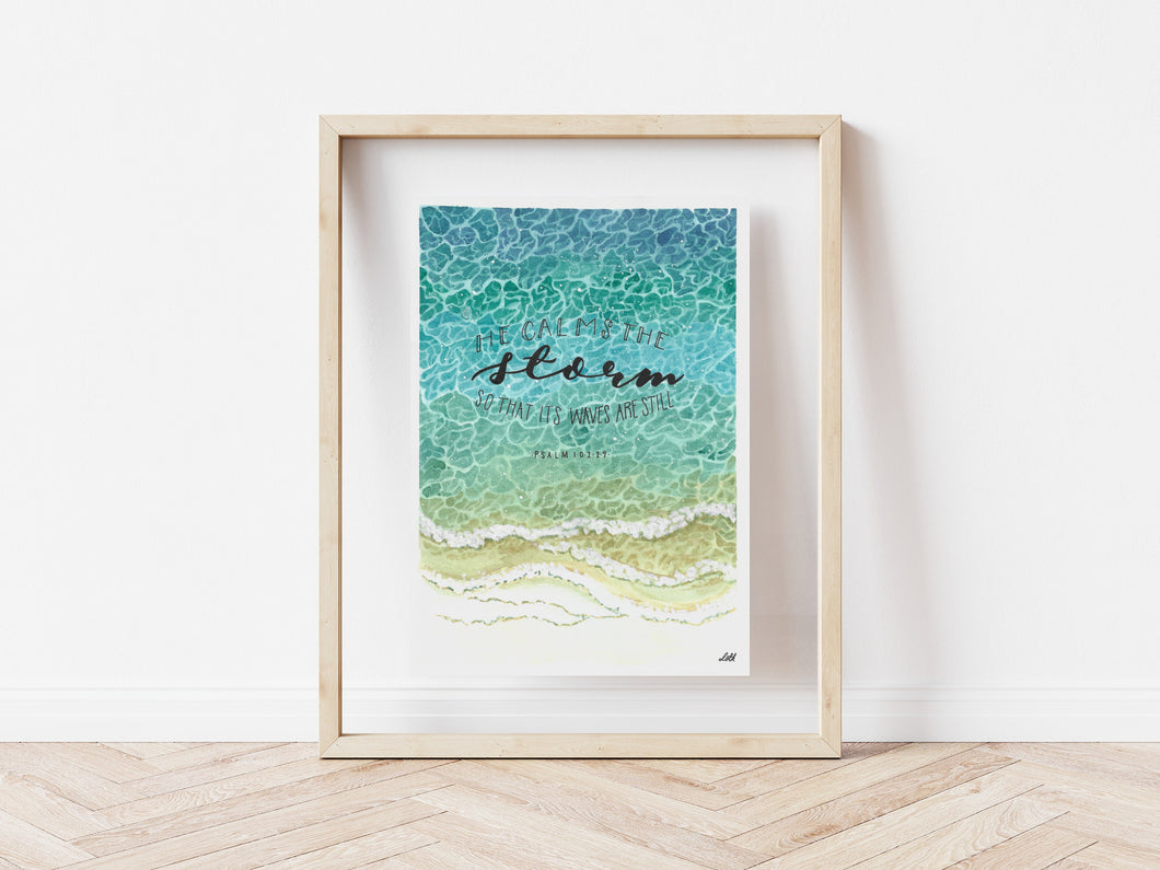 Waves - Psalm 107 - Watercolour Print